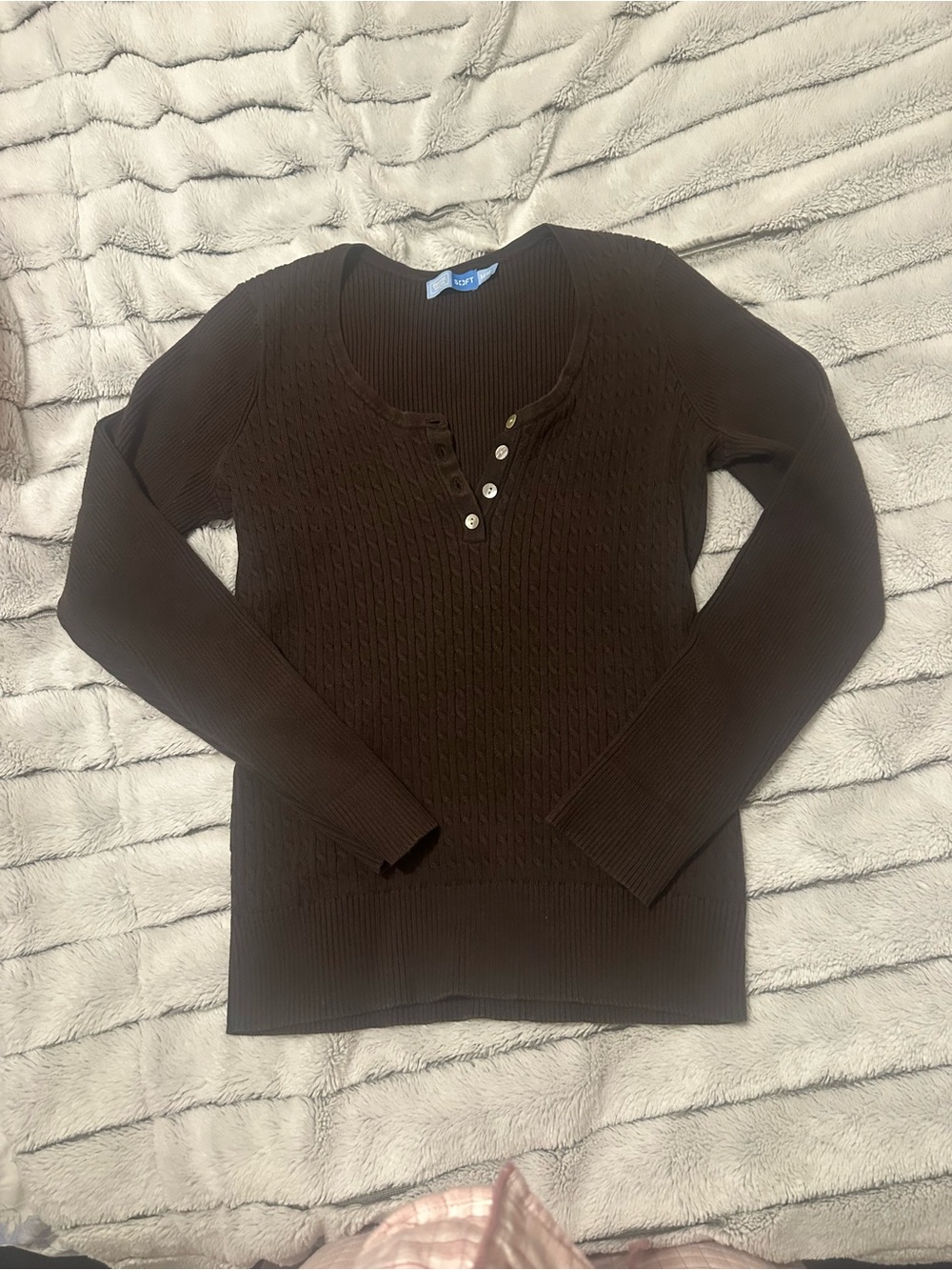 Denver Hayes brown Henley sweater top